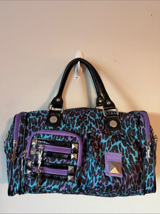 Betsey Johnson Handbags - Betsey Johnson Purple & Teal Animal Print Duffel Satchel Handbag